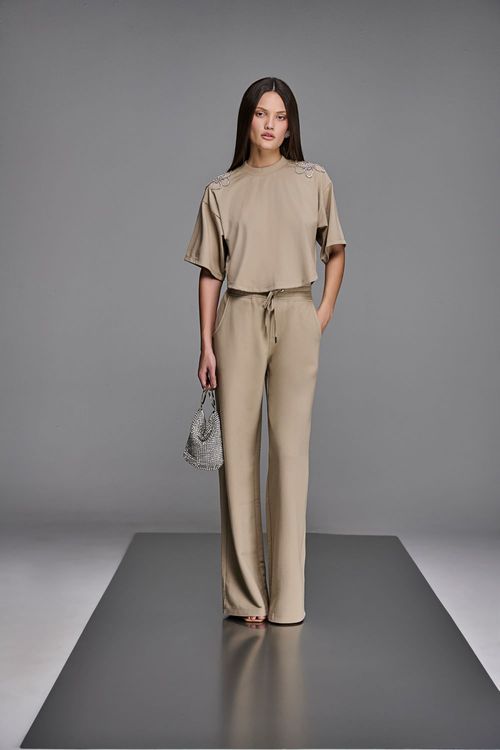 Calça Wide Leg Moletom Feminina Patogê Cl38704