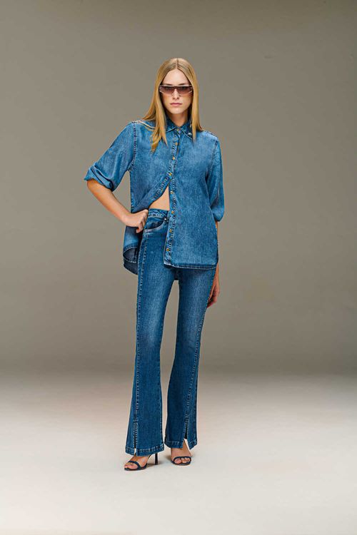 Calça Jeans Flare Feminina Cintura Média (G3) CL38156