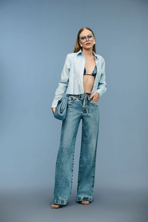 Calça Jeans Wide Leg Feminina Patogê CL39101