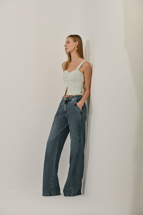 Calça Jeans Wide Leg Feminina Patogê CL39385