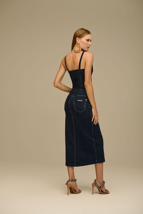 Vestido Midi Jeans Feminino Patogê VE39096