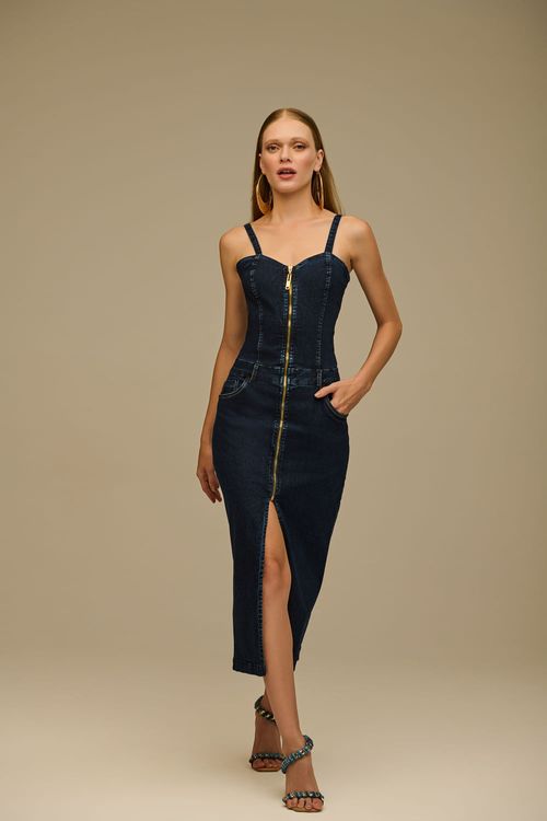Vestido Midi Jeans Feminino Patogê VE39096