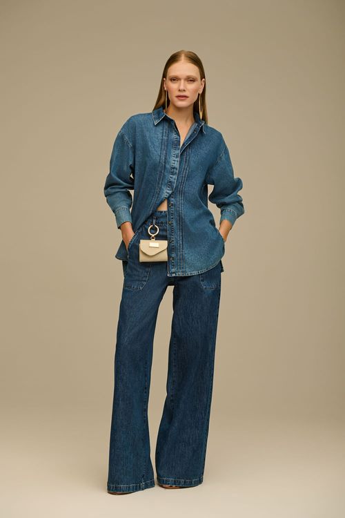 Calça Jeans Pantalona Feminina Patogê CL39146