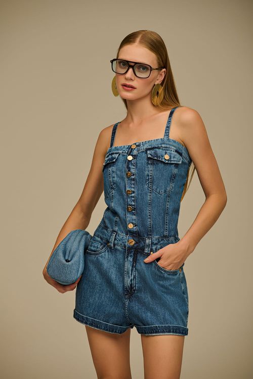 Macaquinho Jeans Feminino Patogê MC39168