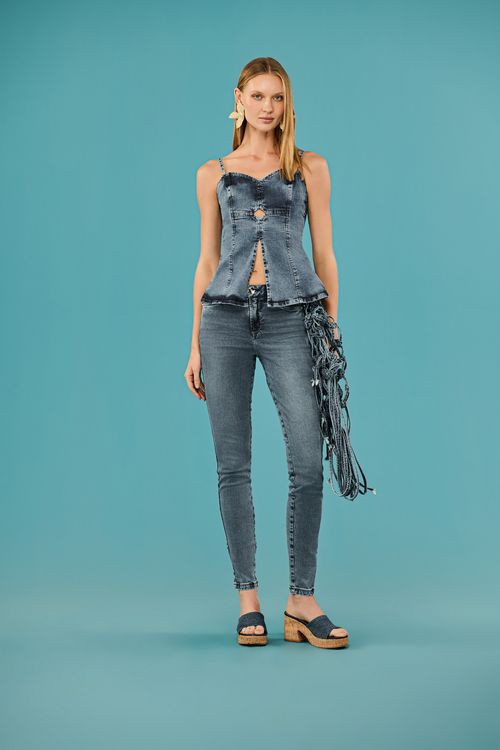 Calça Jeans Skinny Feminina Patogê Cintura Alta (G3) CL39388