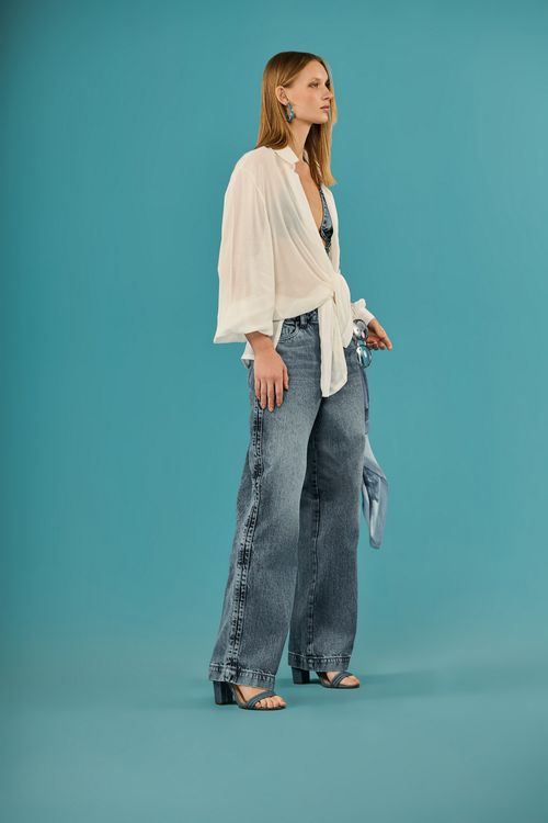 Calça Jeans Reta Over Feminina Patogê CL39493