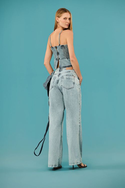 Calça Jeans Reta Over Feminina Patogê CL39486
