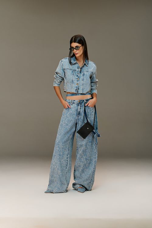 Calça Jeans Wide Leg Large Feminina CL38803