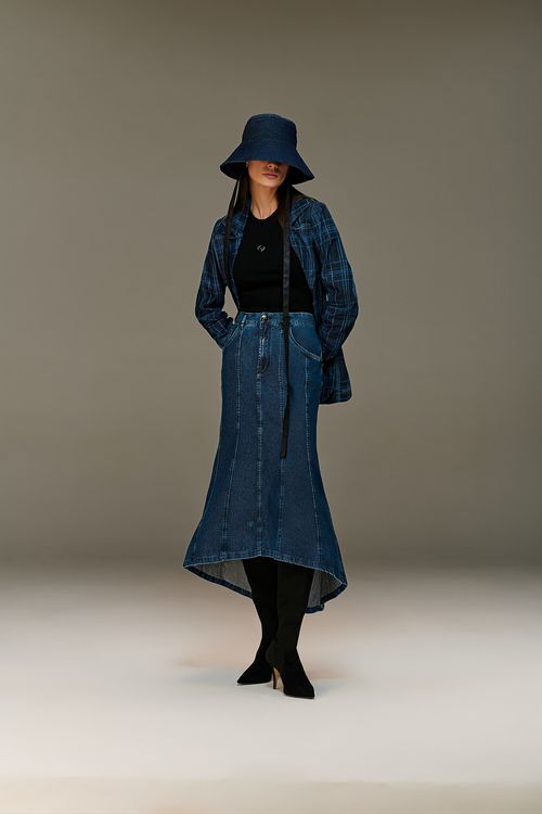 Saia Midi Jeans Feminina Patogê SA38910