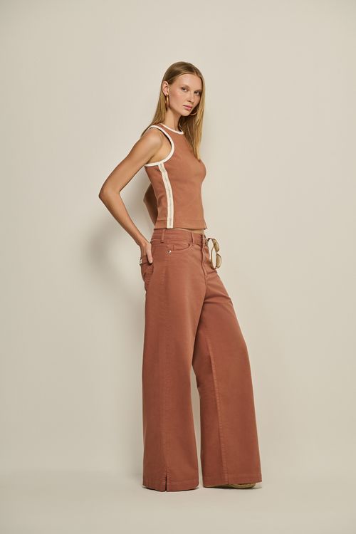 Calça Sarja Wide Leg Feminina Patogê CL39822
