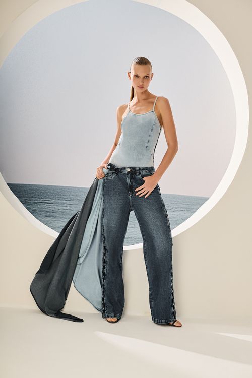 Calça Jeans Reta Over  Feminina  Patogê CL39298