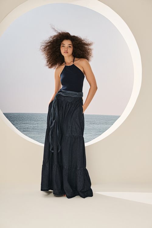 Saia Longa Jeans Feminina Patogê SA39315