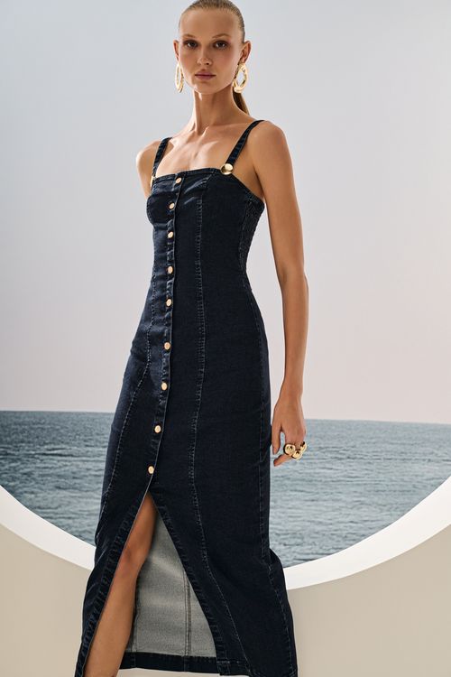 Vestido Midi Jeans Feminino Patogê VE39317