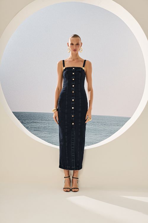 Vestido Midi Jeans Feminino Patogê VE39317
