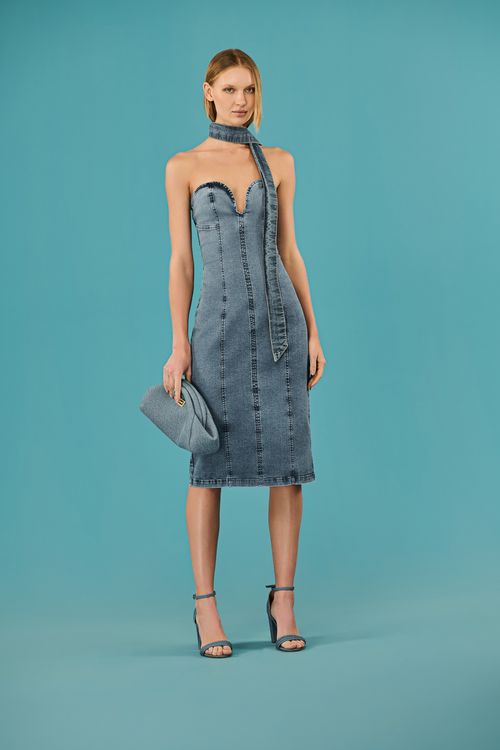 Vestido Midi Jeans Feminino Patogê VE39326