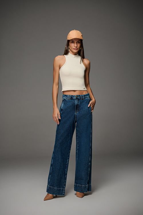 Calça Jeans Reta Over Feminina Patogê CL39637