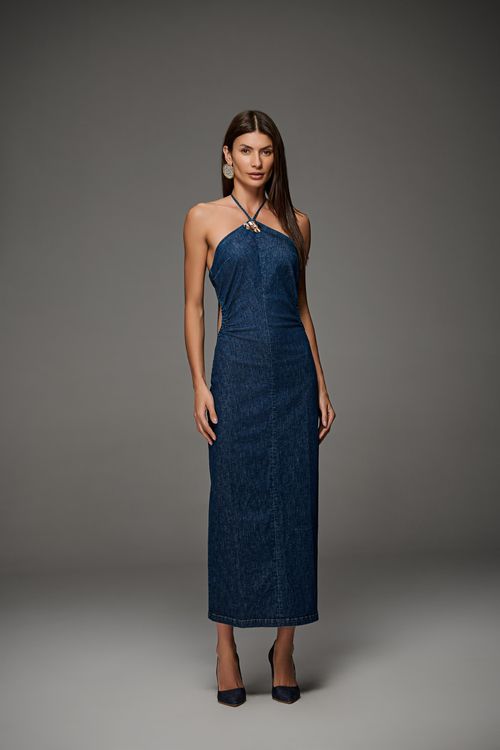 Vestido Jeans Midi Feminino Patogê VE39604