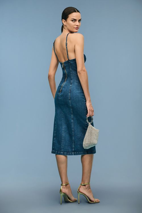 Vestido Midi Jeans Feminino Patogê Ve39362