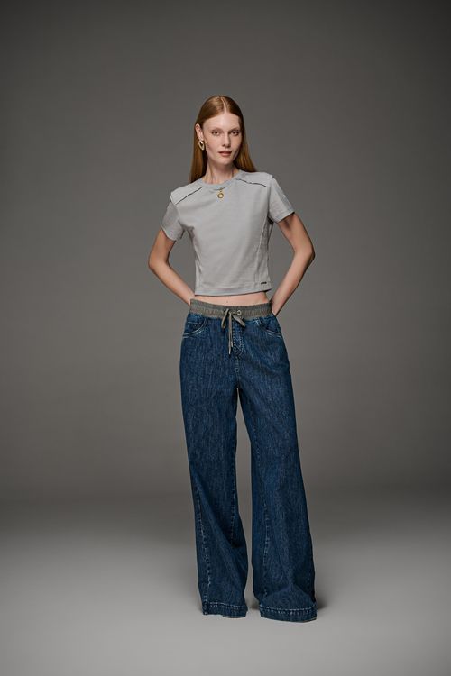 Calça Jeans Pantalona Feminina Patogê CL39747