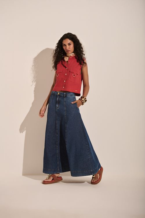 Saia Jeans Feminina Longa Patogê SA50338