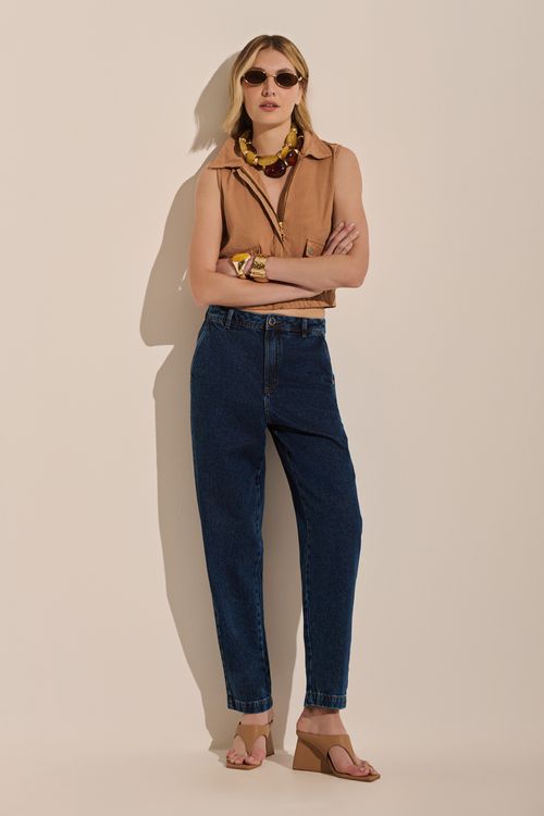 Calça Jeans Feminina Balloon Escura Patogê CL50285