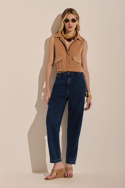 Calça Jeans Feminina Balloon Escura Patogê CL50285