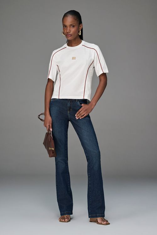 Calça Jeans Feminina Bootcut Escura Patogê CL50787