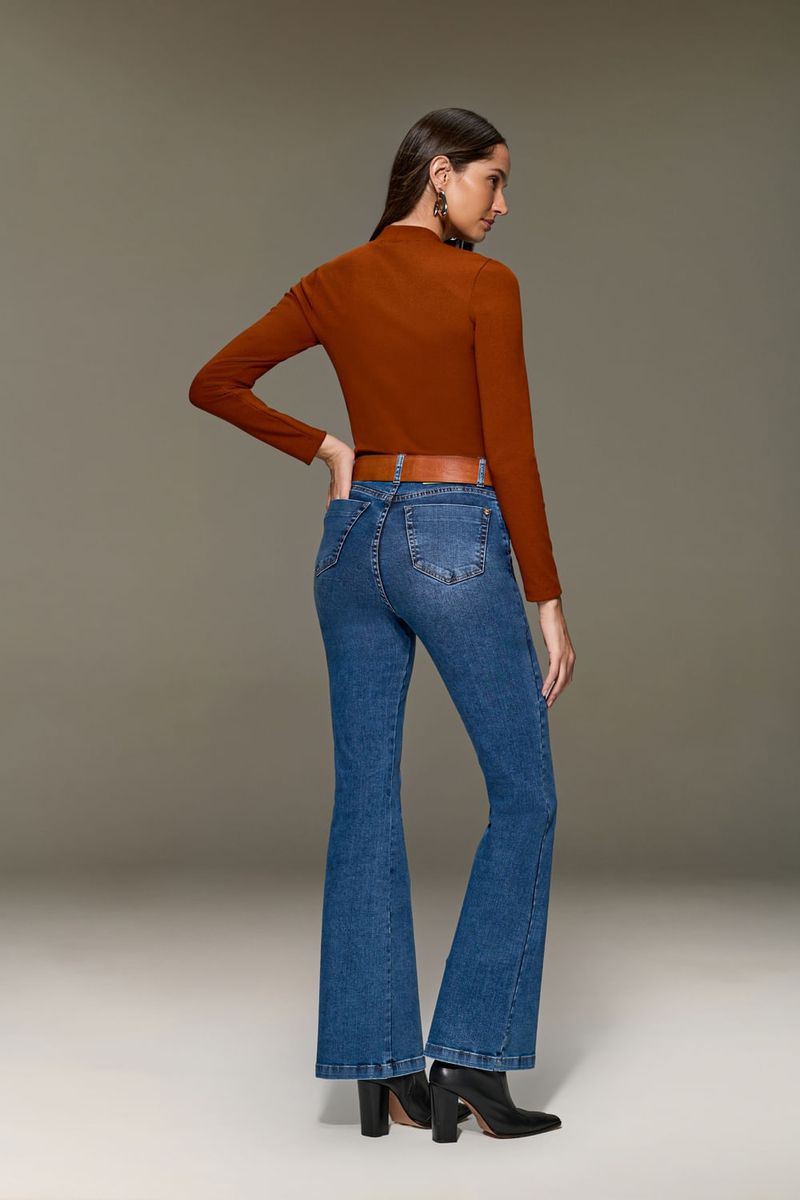Calça jeans flare feminina Patogê cintura alta (G4) CL90013