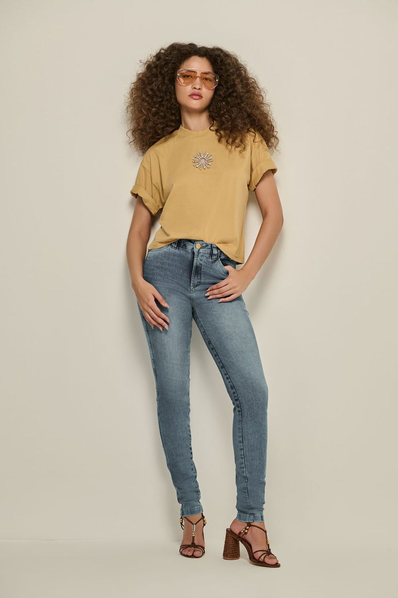 Calça Jeans Skinny Feminina Patogê Cintura Alta (G4) CL39305