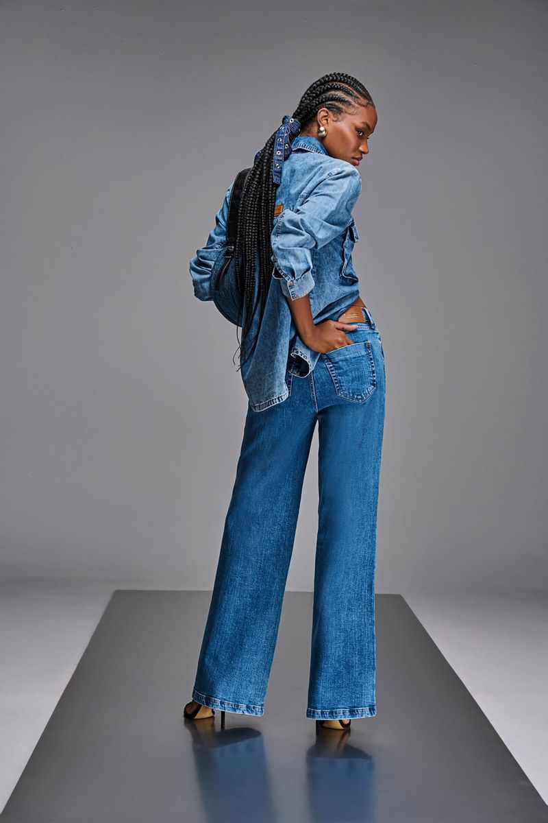 Calça Jeans Wide Leg Feminina Patogê Cintura Alta (G4) CL90010